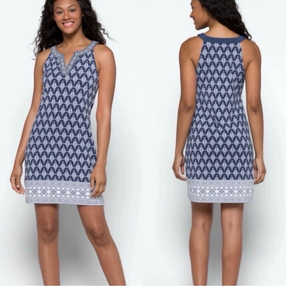 Alhambra Navy Blue Sleeveless Patterned Dress
